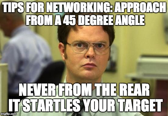 Tips for networking gif from The Office